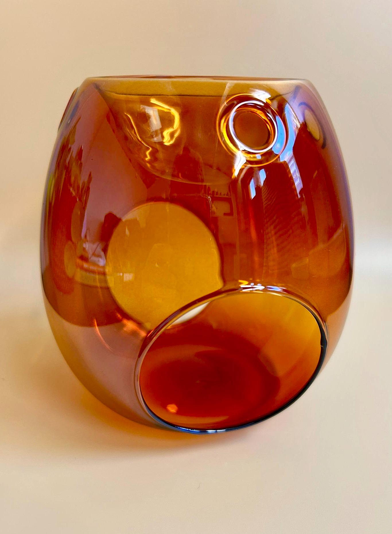 Gift Set: Retro Space Age Wax Burner in Amber Glass + 1 bag of Wax Melts