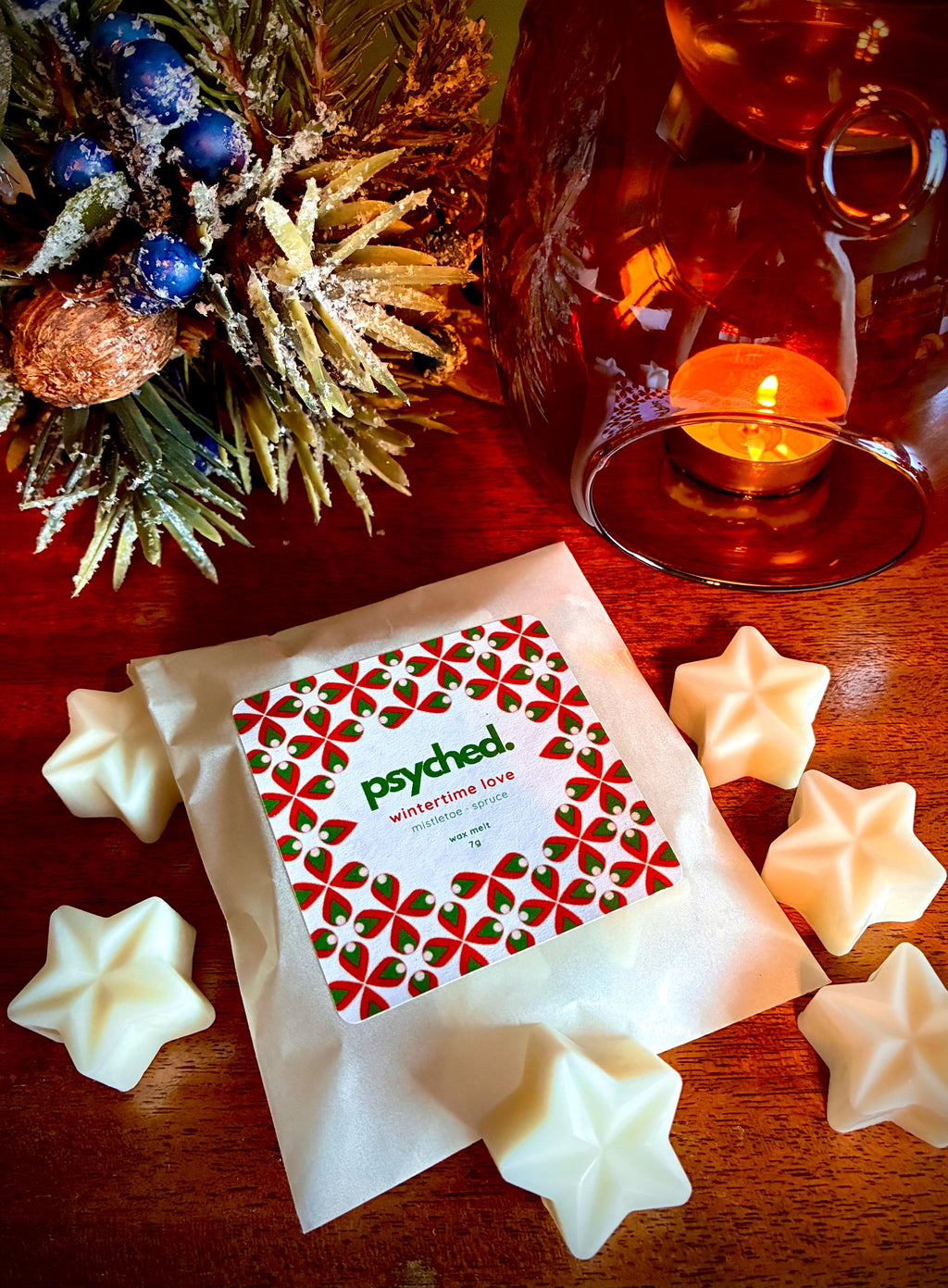 Wintertime Love - Mistletoe and Spruce - Retro Vegan Christmas Wax Melts